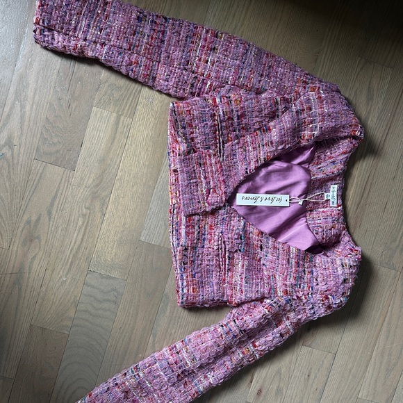 For Love and Lemons Pink Tweed Cropped Jacket NWT - Picture 2 of 3